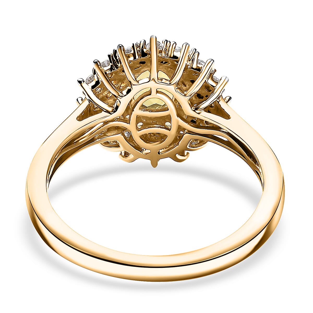 D'Joy Premium Brazilian Heliodor and Multi Gemstone 1.50 ctw Sunburst Halo Ring in 18K Vermeil Yellow Gold Over Sterling Silver (Size 10.0)