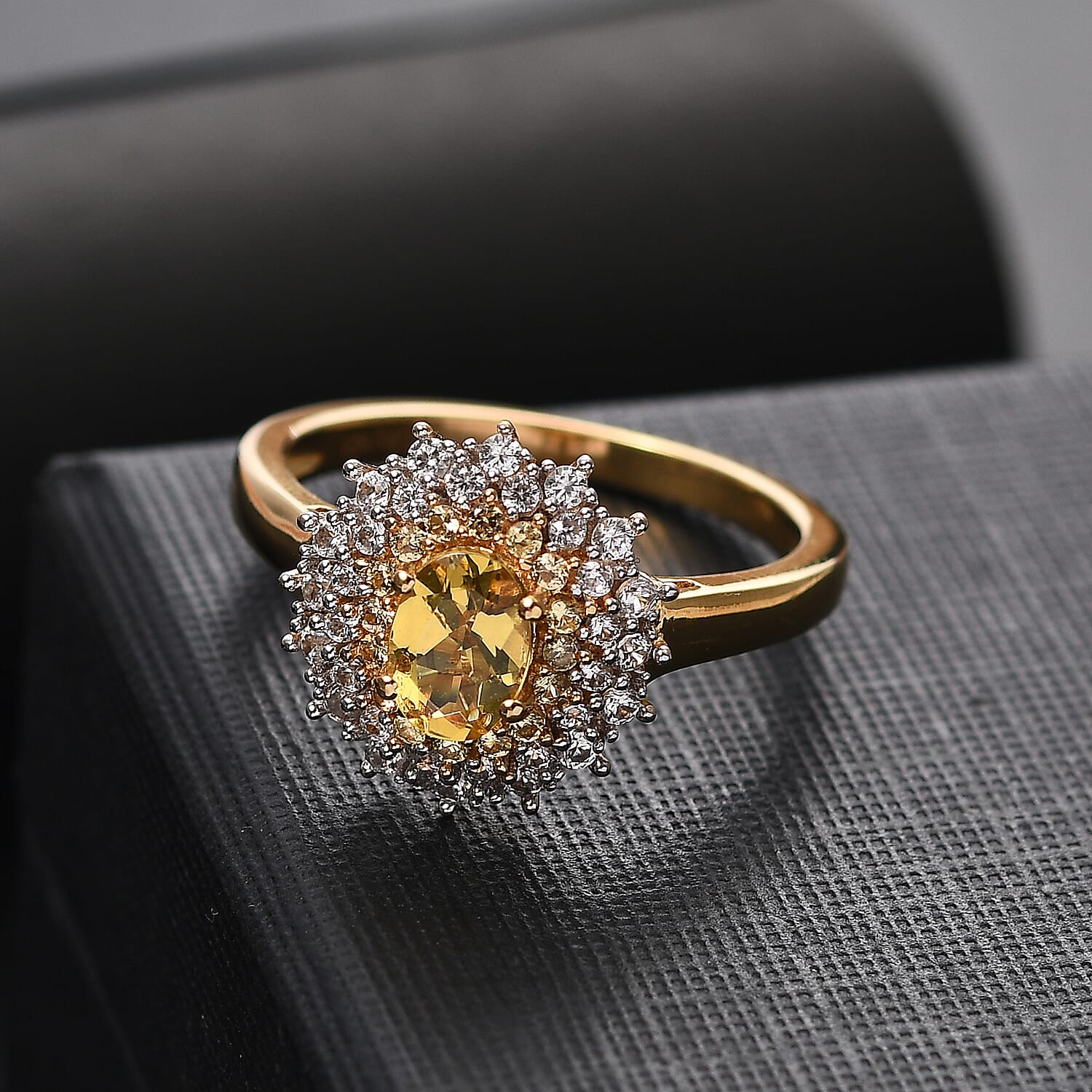 Premium Brazilian Heliodor, Multi Gemstone Ring in 18K Vermeil YG Over Sterling Silver (Size 10.0) 1.50 ctw
