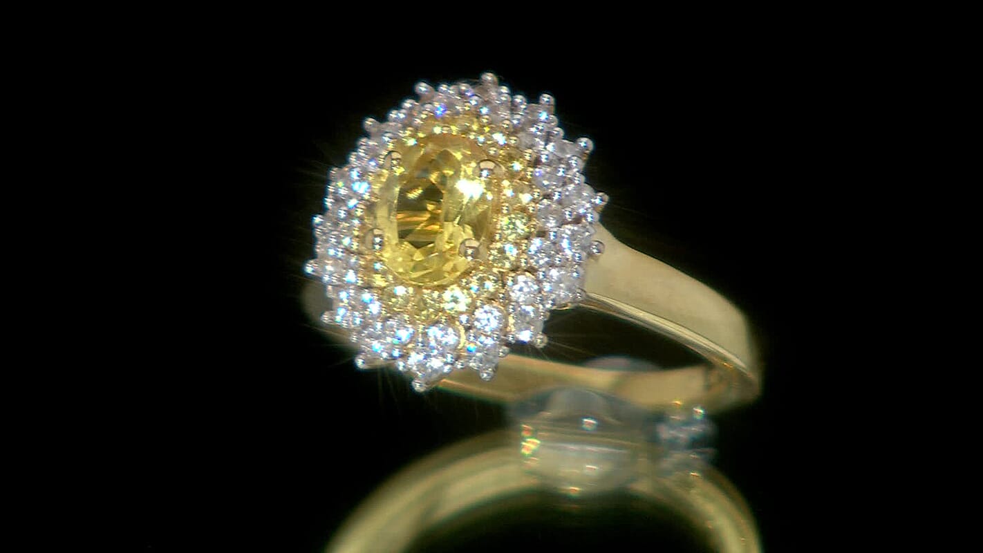 Premium Brazilian Heliodor, Multi Gemstone Ring in 18K Vermeil YG Over Sterling Silver (Size 10.0) 1.50 ctw