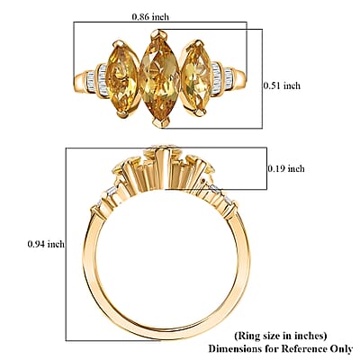 D'Joy Premium Brazilian Heliodor and Diamond 2.00 ctw Ring in 18K Vermeil Yellow Gold Over Sterling Silver (Size 10.0)