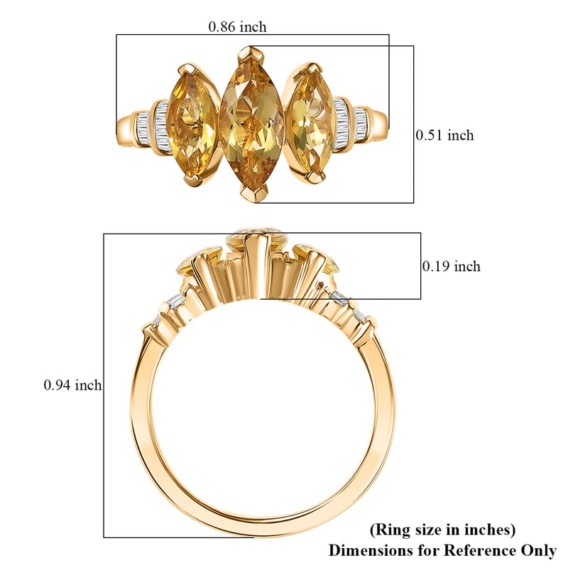 D'Joy Premium Brazilian Heliodor and Diamond 2.00 ctw Ring in 18K Vermeil Yellow Gold Over Sterling Silver (Size 10.0)