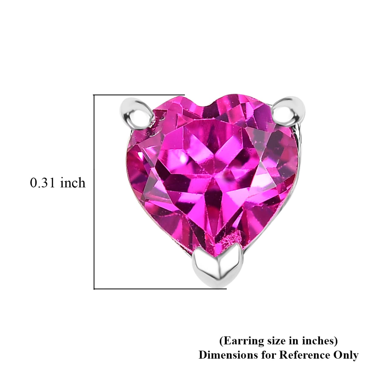 D'Joy Lab Created Pink Sapphire 3.30 ctw Heart Earrings in Rhodium Over Sterling Silver image number 5
