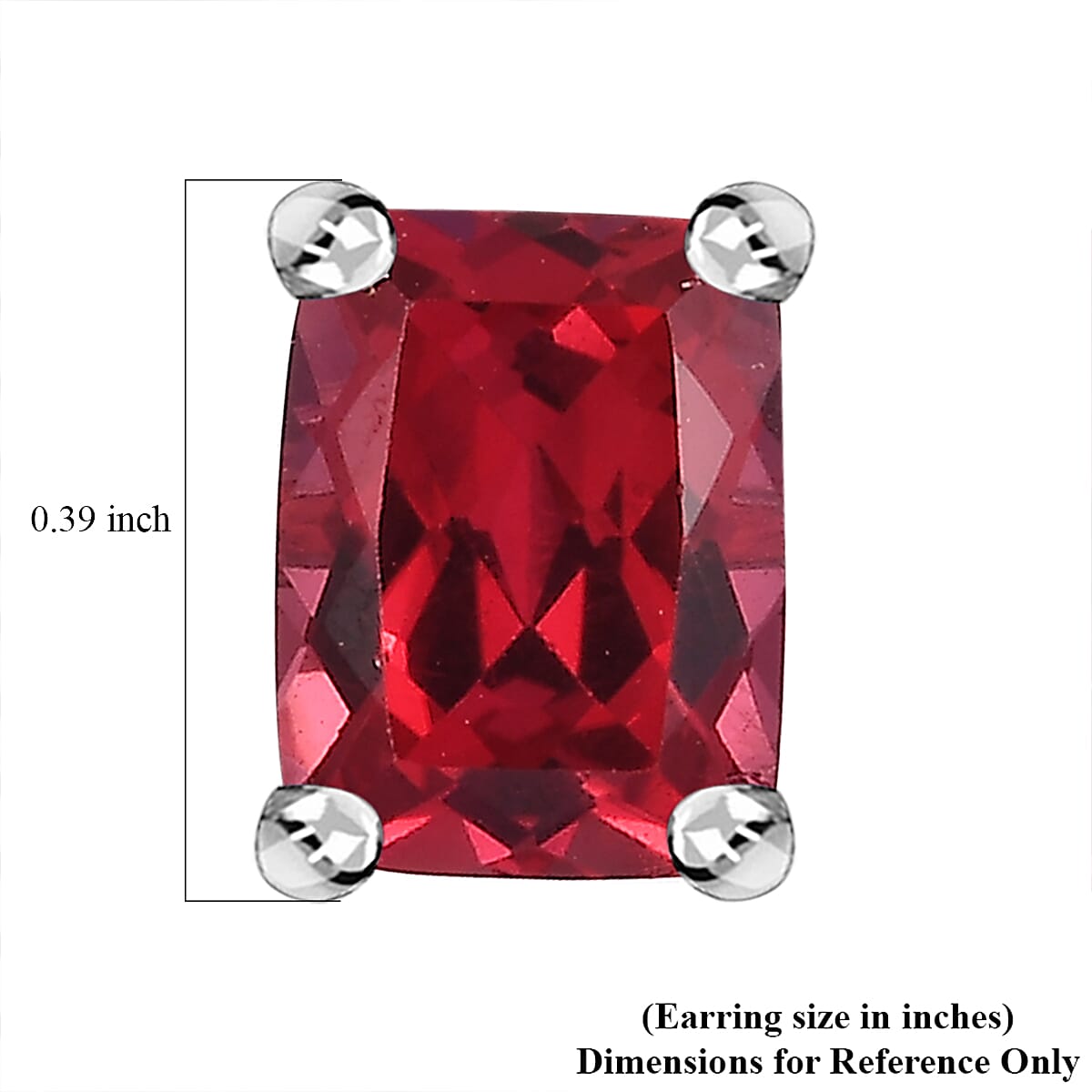 D'Joy Lab Created Padparadscha Sapphire 4.30 ctw Solitaire Stud Earrings in Rhodium Over Sterling Silver  image number 5