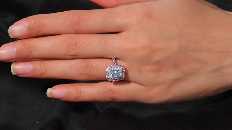 Mangoro Aquamarine, Multi Gemstone Ring in 18K Vermeil RG and Rhodium Over Sterling Silver (Size 10.0) 2.90 ctw