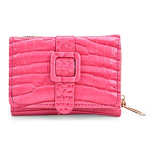 Pink Crocodile Embossed Faux Leather RFID Wallet