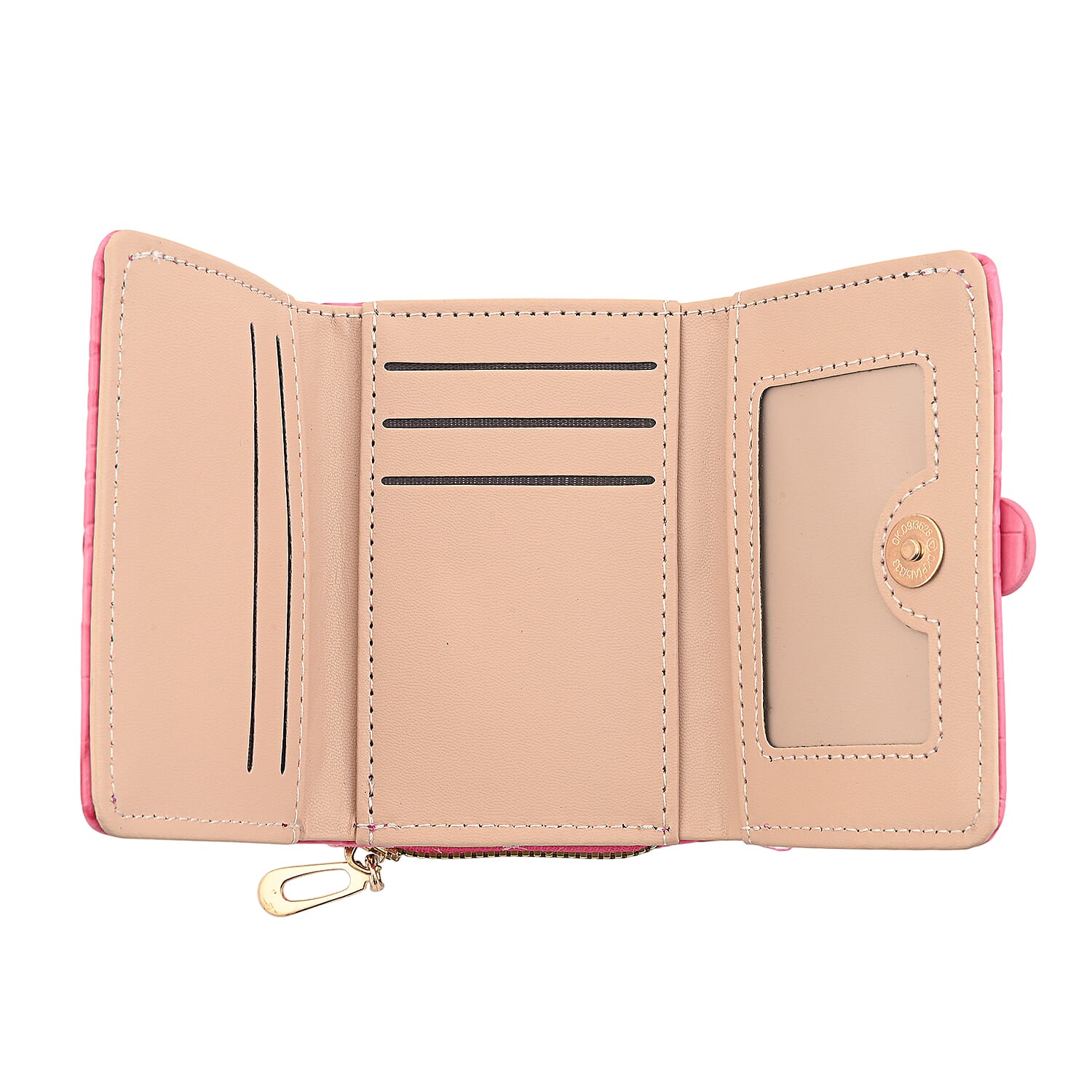 Pink Crocodile Embossed Faux Leather RFID Wallet