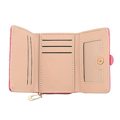 Pink Crocodile Embossed Faux Leather RFID Wallet