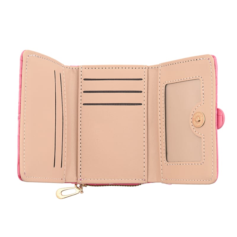 Pink Crocodile Embossed Faux Leather RFID Wallet