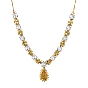 Premium Brazilian Heliodor and Multi Gemstone 12.75 ctw Necklace in 18K Vermeil Yellow Gold Over Sterling Silver 18 Inches