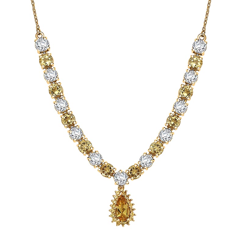 D'Joy Premium Brazilian Heliodor and Multi Gemstone 12.75 ctw Necklace in 18K Vermeil Yellow Gold Over Sterling Silver 18 Inches