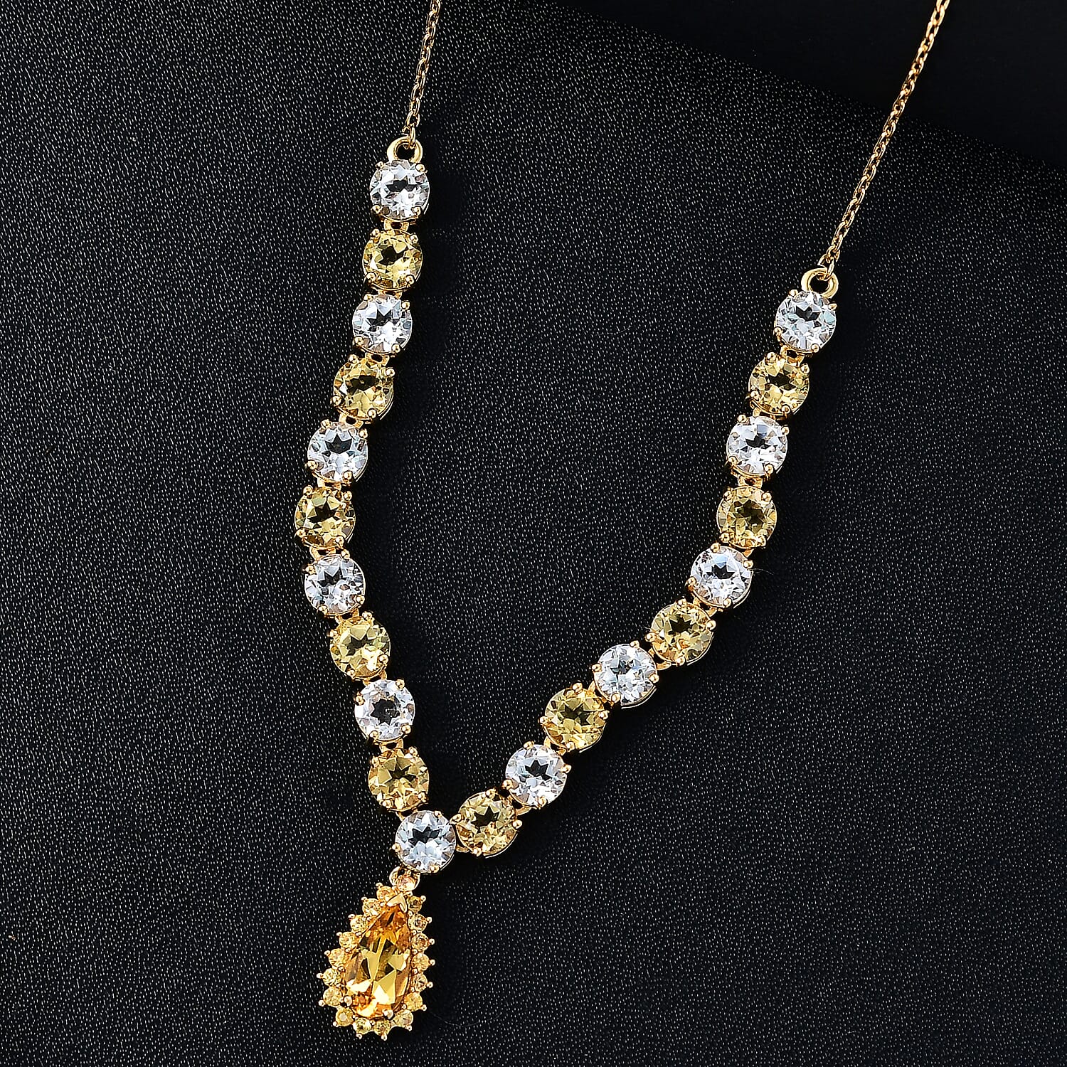 D'Joy Premium Brazilian Heliodor and Multi Gemstone 12.75 ctw Necklace in 18K Vermeil Yellow Gold Over Sterling Silver 18 Inches