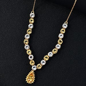 D'Joy Premium Brazilian Heliodor and Multi Gemstone 12.75 ctw Necklace in 18K Vermeil Yellow Gold Over Sterling Silver 18 Inches