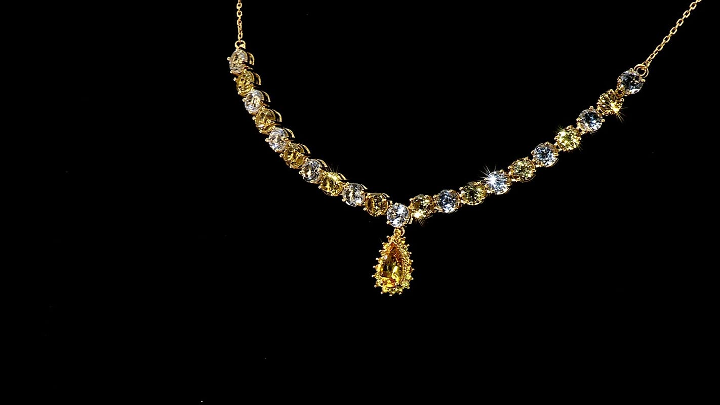 D'Joy Premium Brazilian Heliodor and Multi Gemstone 12.75 ctw Necklace in 18K Vermeil Yellow Gold Over Sterling Silver 18 Inches