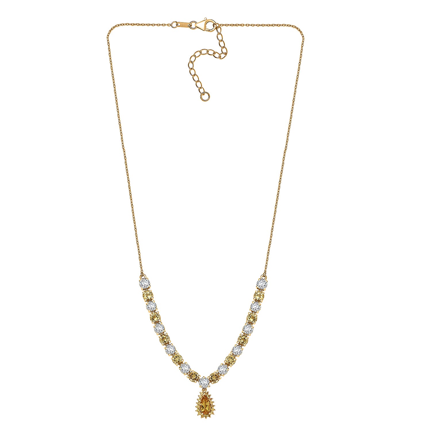 D'Joy Premium Brazilian Heliodor and Multi Gemstone 12.75 ctw Necklace in 18K Vermeil Yellow Gold Over Sterling Silver 18 Inches