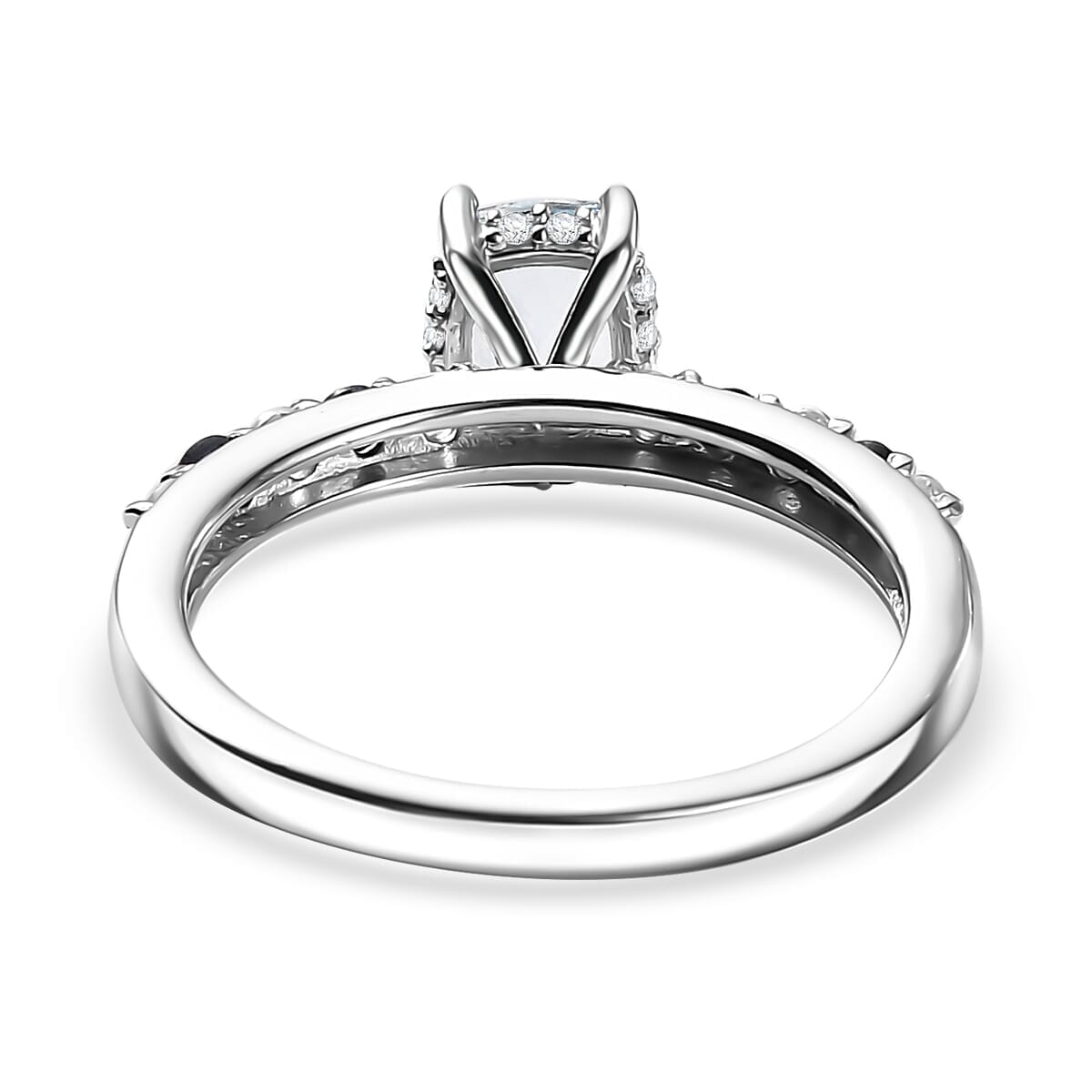 D'Joy Premium Mangoro Aquamarine and Multi Sapphire 1.35 ctw Ocean Twilight Ring in Rhodium Over Sterling Silver (Size 9.0) image number 4