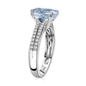 Luxoro Premium Mangoro Aquamarine and Diamond G-H I2 3.50 ctw Ring in 10K White Gold (Size 9.0)