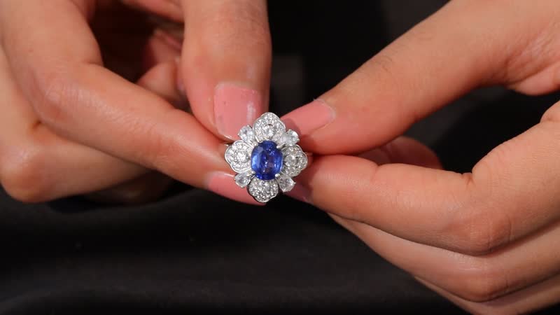 Kashmir Kyanite and White Zircon 4.00 ctw Ring in Rhodium Over Sterling Silver (Size 10.0)