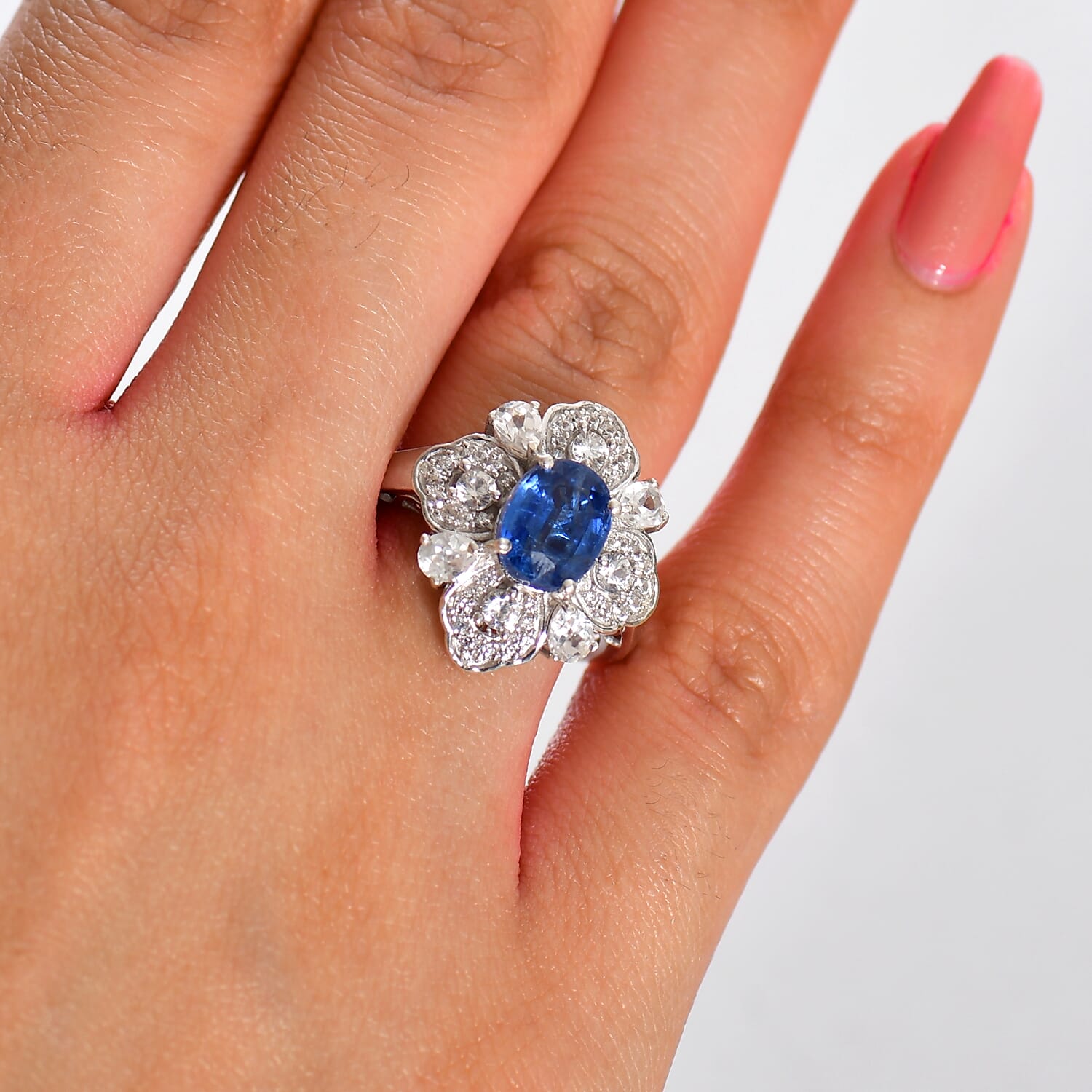 Buy Kashmir Kyanite and White Zircon 4.00 ctw Ring in