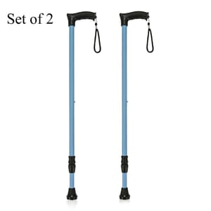 Light Weighted Mild Steel Body Set of 2 Strong Walking Stick with Adjustable Height