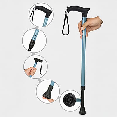 Light Weighted Mild Steel Body Set of 2 Strong Walking Stick with Adjustable Height