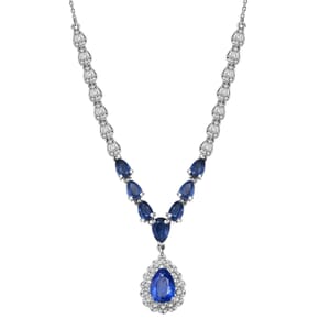 D'Joy Kashmir Kyanite and White Zircon 7.85 ctw Celestial Majesty Necklace in Rhodium Over Sterling Silver 18 Inches
