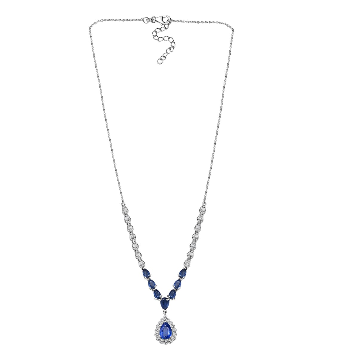 D'Joy Kashmir Kyanite and White Zircon 7.85 ctw Celestial Majesty Necklace in Rhodium Over Sterling Silver 18 Inches image number 3