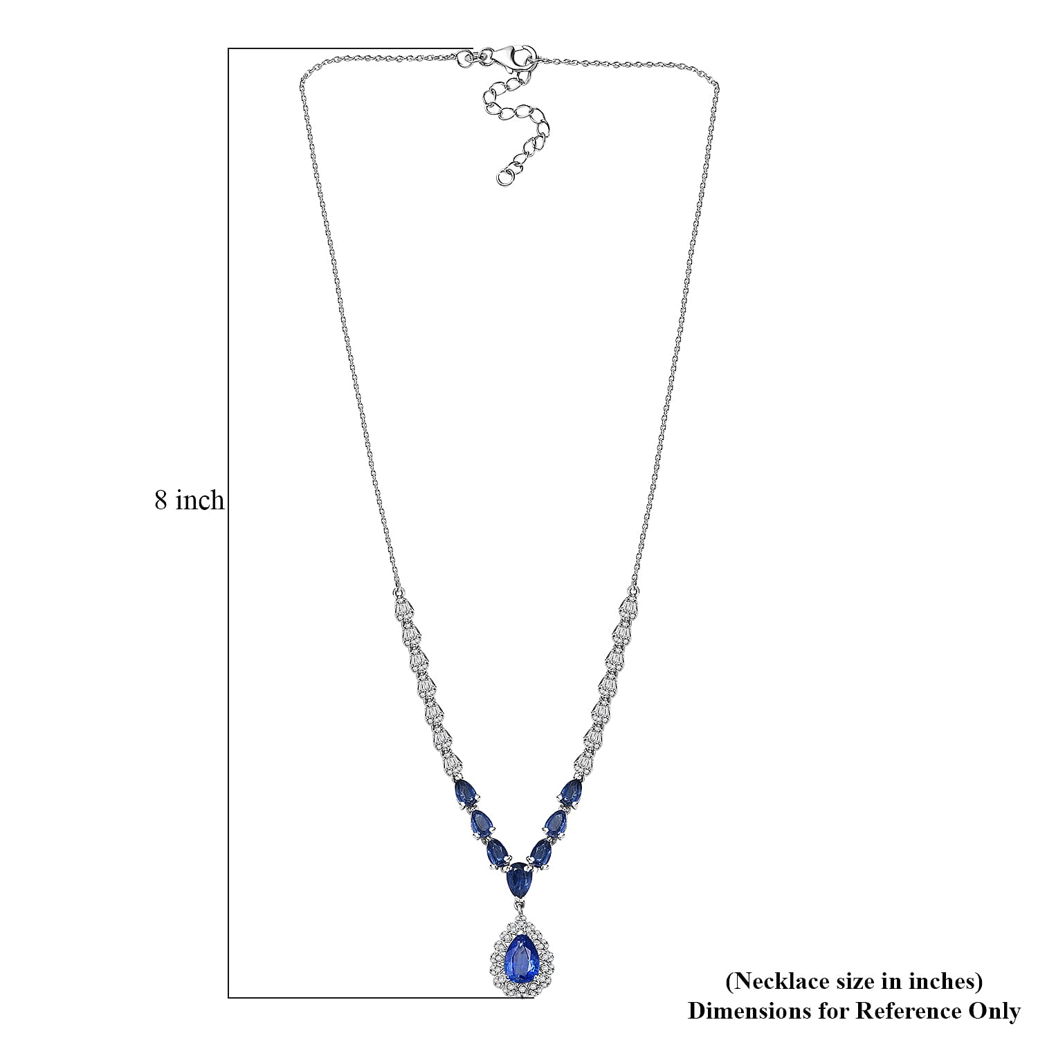 D'Joy Kashmir Kyanite and White Zircon 7.85 ctw Celestial Majesty Necklace in Rhodium Over Sterling Silver 18 Inches