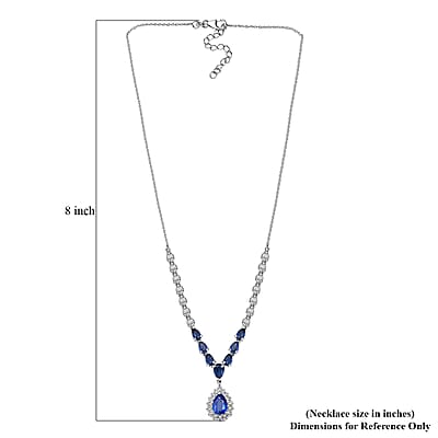 D'Joy Kashmir Kyanite and White Zircon 7.85 ctw Celestial Majesty Necklace in Rhodium Over Sterling Silver 18 Inches