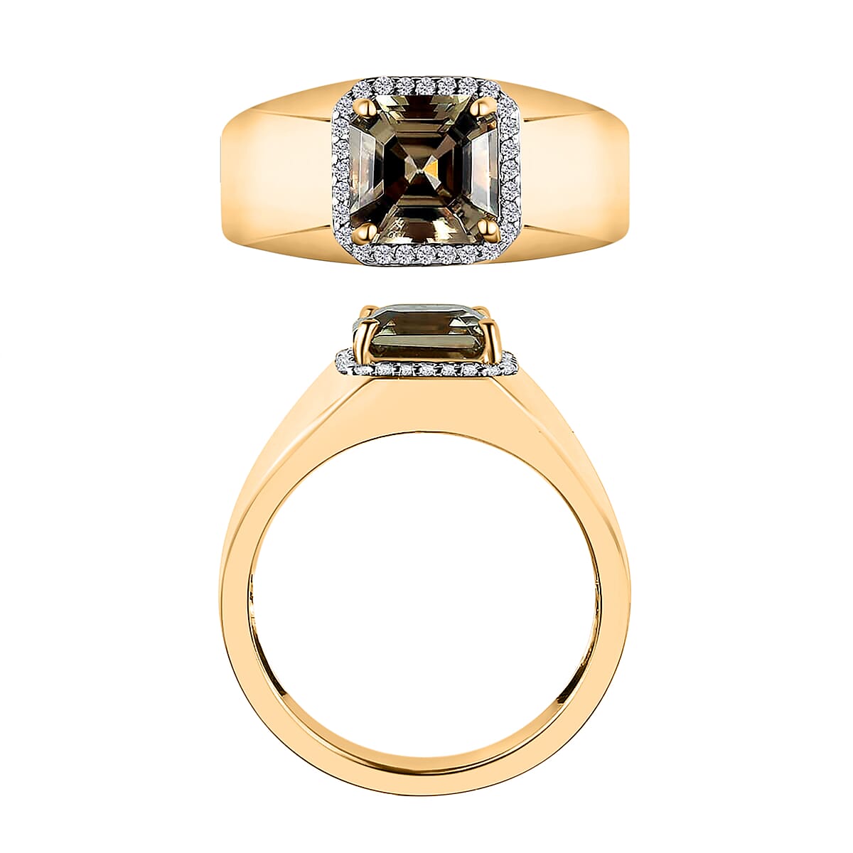 D'Joy Premium Turkizite and Diamond 3.00 ctw Mens Ring in 18K Vermeil Yellow Gold Gold Over Sterling Silver (Size  10.0) image number 3