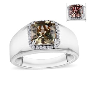 Luxoro AAA Turkizite and G-H I2 Diamond 3.00 ctw Mens Ring in 14K White Gold (Size  10.0) 8 Grams