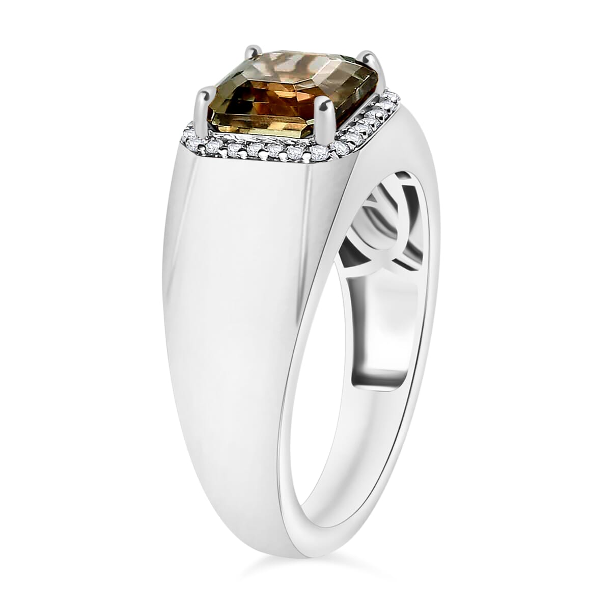 Luxoro AAA Turkizite and G-H I2 Diamond 3.00 ctw Mens Ring in 14K White Gold (Size  10.0) 8 Grams image number 2