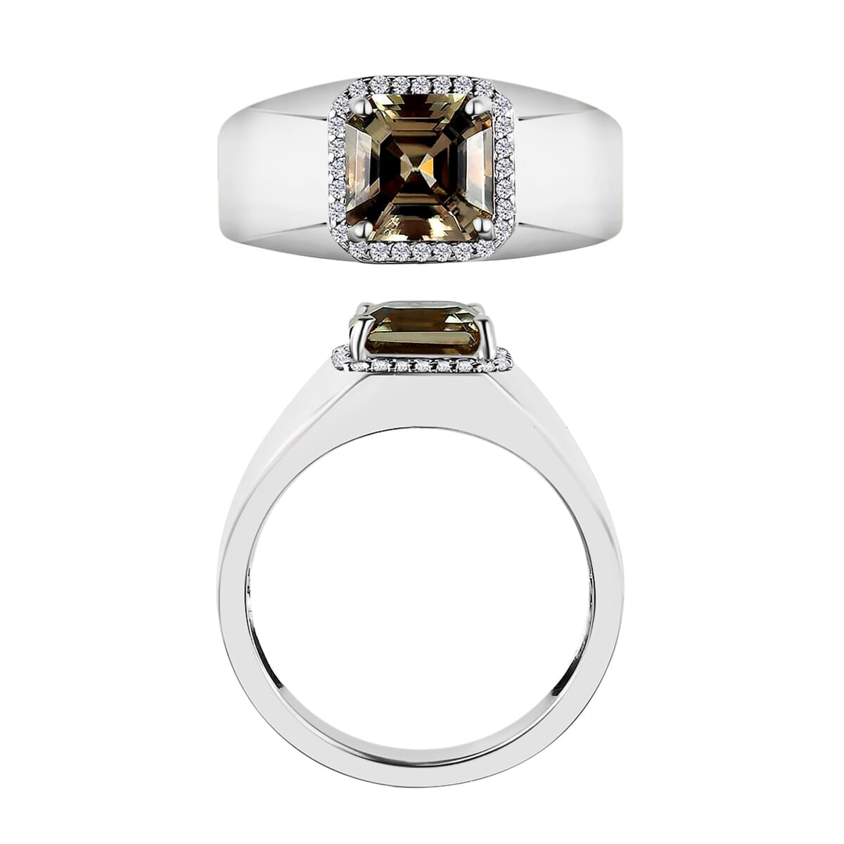 Luxoro AAA Turkizite and G-H I2 Diamond 3.00 ctw Mens Ring in 14K White Gold (Size  10.0) 8 Grams image number 3