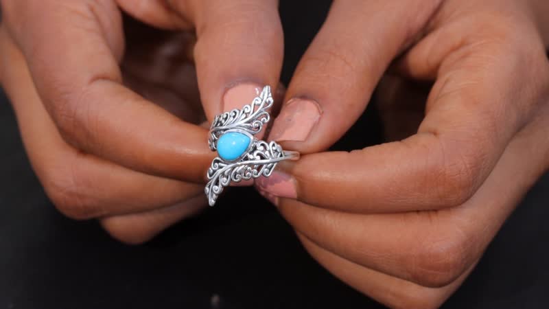 Sleeping Beauty Turquoise  Fancy Ring Sterling Silver 1.00 ctw ,  Silver Wt. 5 g