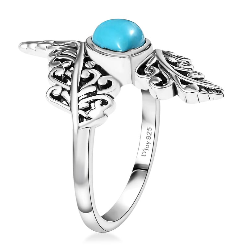 D'Joy Artisan Crafted Sleeping Beauty Turquoise 1.00 ctw Flowing Vine Ring in Sterling Silver (Size 8.0)