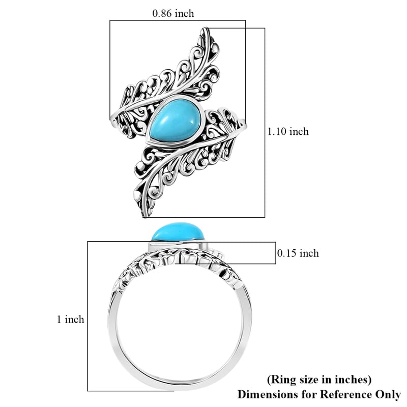 D'Joy Artisan Crafted Sleeping Beauty Turquoise 1.00 ctw Flowing Vine Ring in Sterling Silver (Size 8.0)