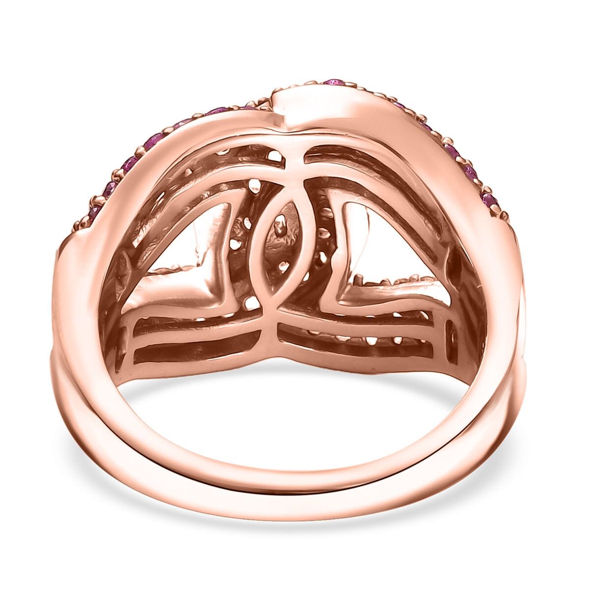 D'Joy Lab Created Pink Sapphire 2.35 ctw Band Ring 18K Vermeil Rose Gold Over in Sterling Silver (Size 10.0)  image number 4