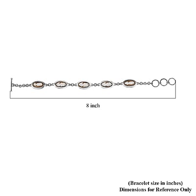D'Joy Artisan Crafted Natural Italian Conch Cameo 8.30 ctw Chain of Memories Bracelet in Black Oxidized Sterling Silver (6.50-8.0In)