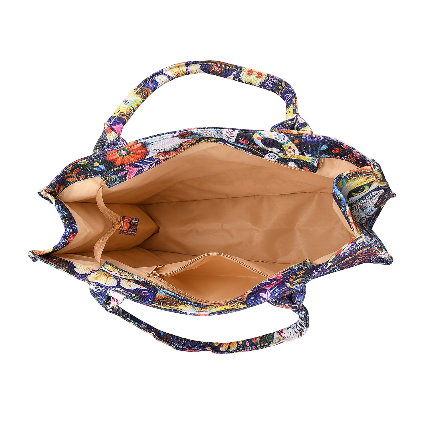 Passage Blue Cat and Flower Pattern Tote Bag and Cellphone Bag