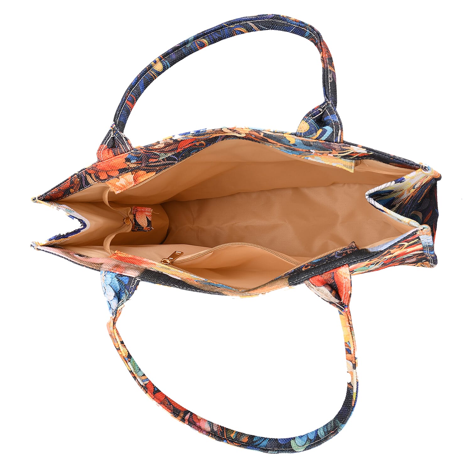 Multi Color Peacock and Flower Pattern Tote Bag and Cellphone Bag