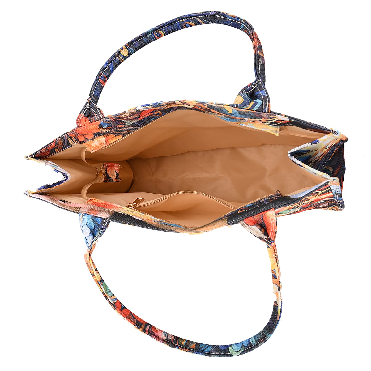 Multi Color Peacock and Flower Pattern Tote Bag and Cellphone Bag image number 5