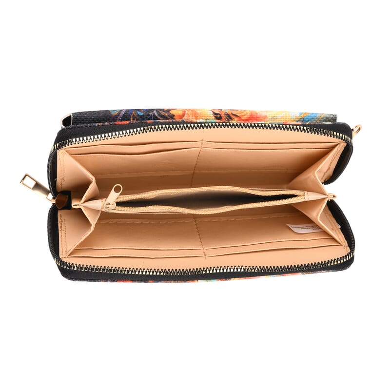 Passage Multi Color Peacock and Flower Pattern Tote Bag and Cellphone Bag