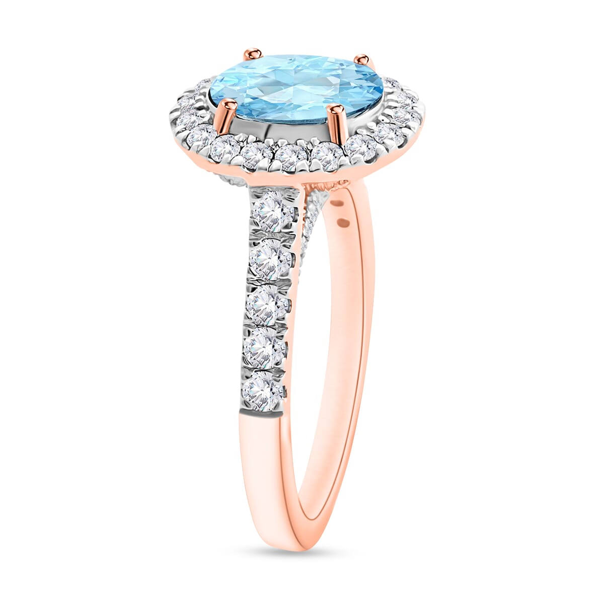 Mangoro Aquamarine and Diamond 2.75 ctw Ring in 18K Vermeil Rose Gold Over Sterling Silver (Size  10.0) image number 2