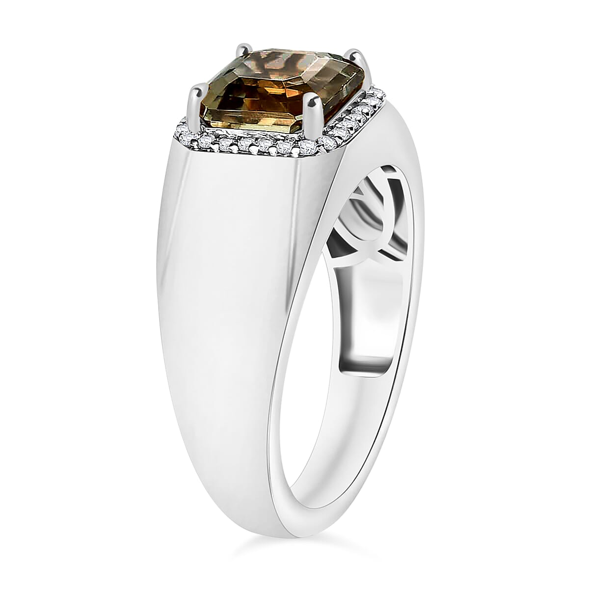 Rhapsody AAAA Turkizite and E-F VS2 Diamond 3.00 ctw Mens Ring in 950 Platinum (Size  10.5) 9 Grams image number 2