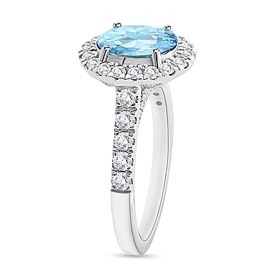 Luxoro Premium Mangoro Aquamarine and G-H I2 Diamond 2.75 ctw Ring in 14K White Gold (Size  10.0) 5.8 Grams