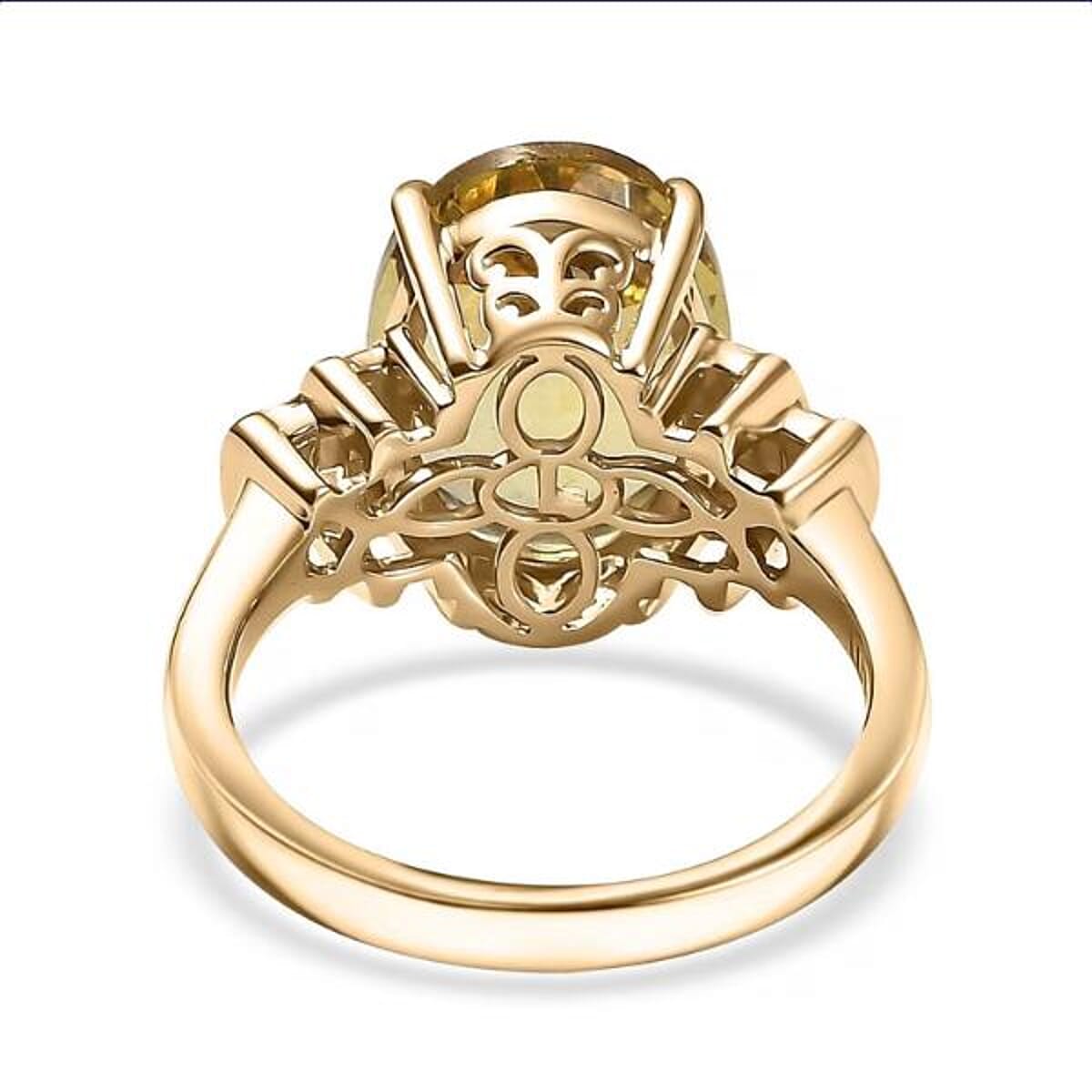 Luxoro 10K Yellow Gold Premium Yellow Apatite, Diamond (G-H, I2) Ring (Size 10.0) 6.90 ctw image number 6