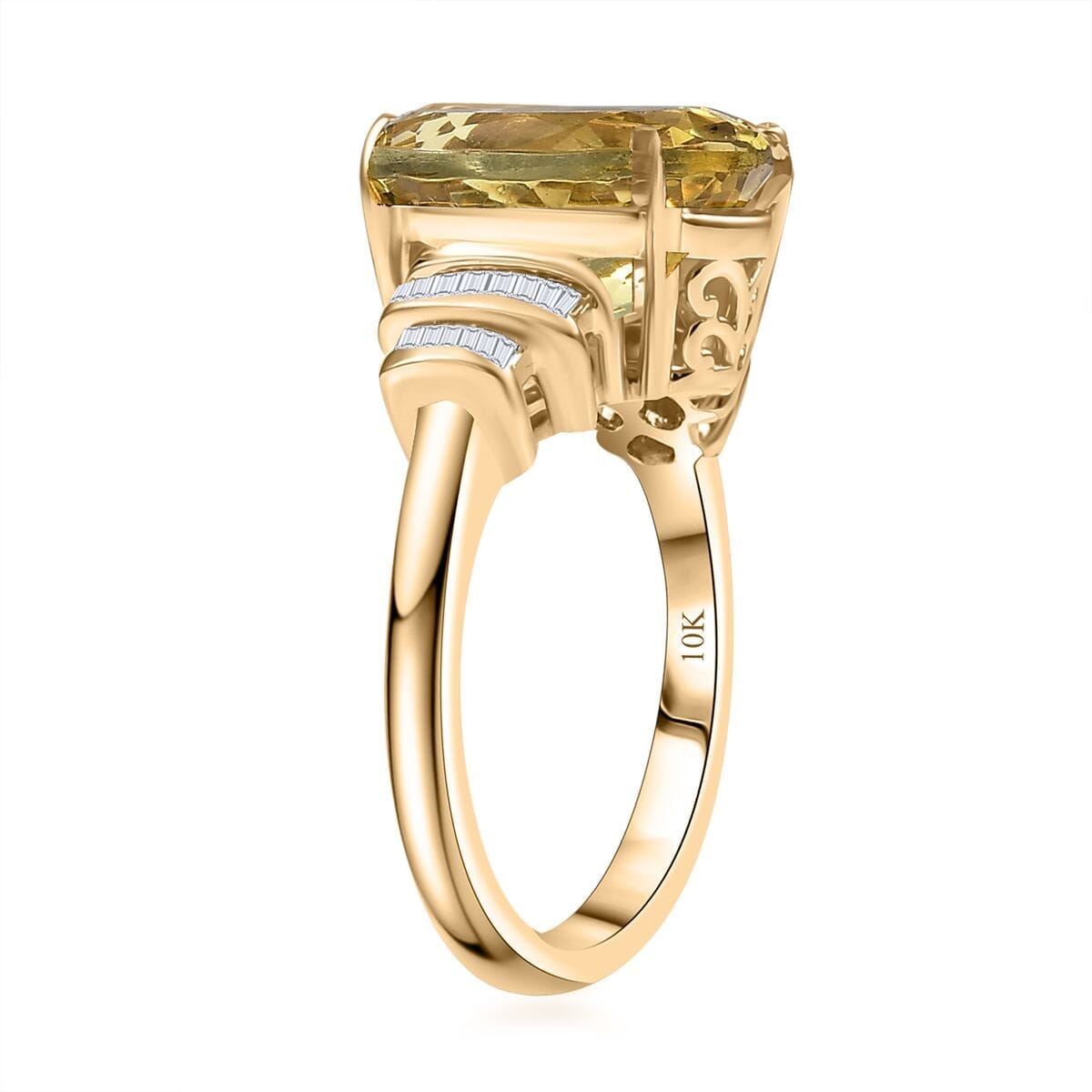 Luxoro 10K Yellow Gold Premium Yellow Apatite, Diamond (G-H, I2) Ring (Size 10.0) 6.90 ctw image number 3