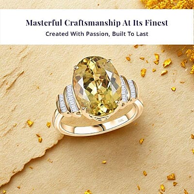 Luxoro Premium Madagascar Yellow Apatite and Diamond G-H I2 6.90 ctw Ring in 10K Yellow Gold (Size 5.0)
