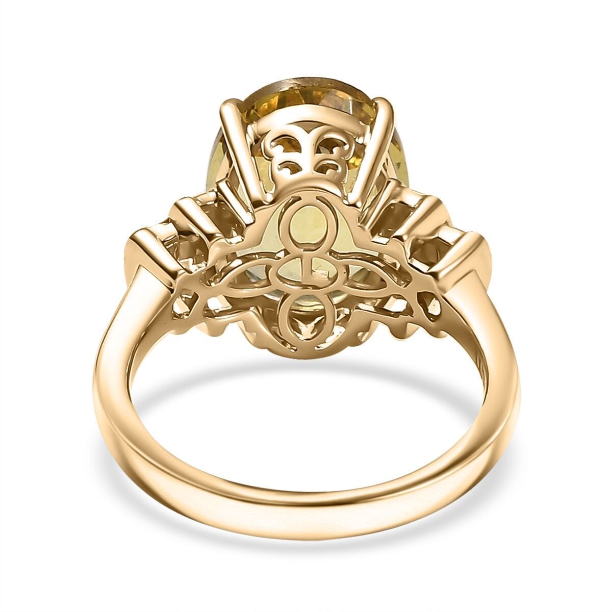 Luxoro 10K Yellow Gold Premium Yellow Apatite, Diamond (G-H, I2) Ring (Size 10.0) 6.90 ctw image number 4