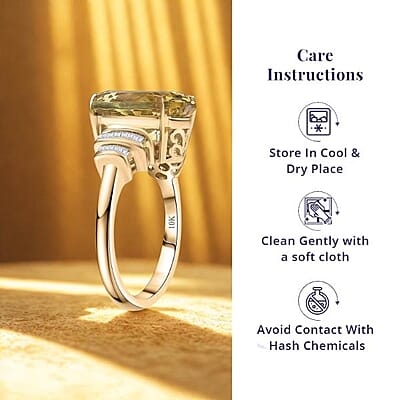 Luxoro Premium Madagascar Yellow Apatite and Diamond G-H I2 6.90 ctw Ring in 10K Yellow Gold (Size 5.0)