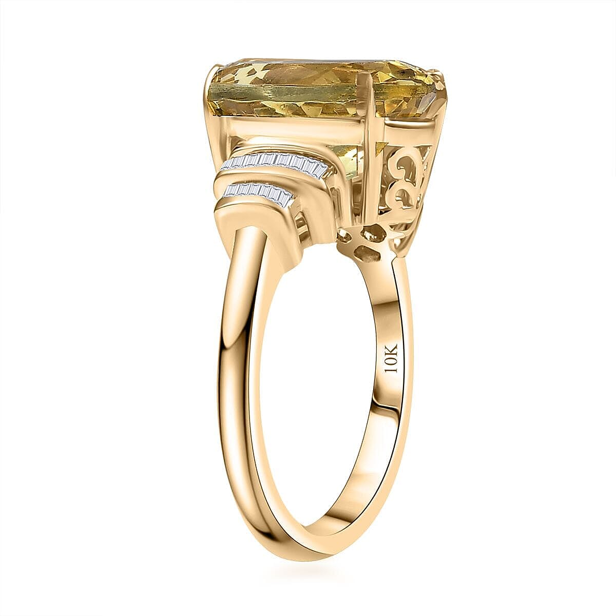 Luxoro Premium Madagascar Yellow Apatite and Diamond G-H I2 6.90 ctw Ring in 10K Yellow Gold (Size 9.5) image number 3
